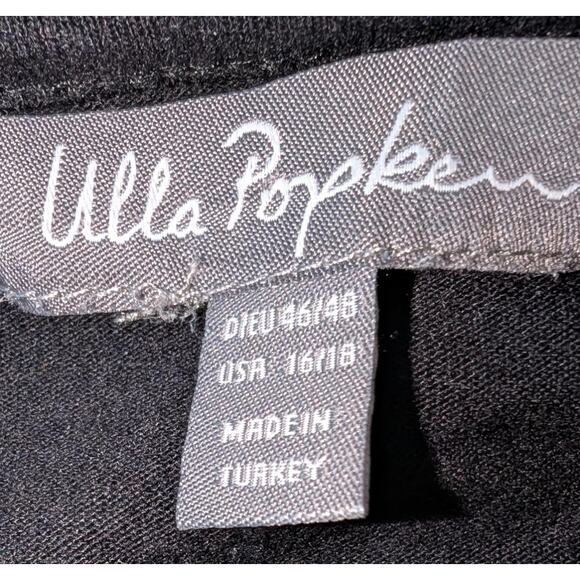 Ulla Popken Blouse 16/18 Graphic Artsy V-Neck Open Back Blouse Yellow Blac - Picture 3 of 3